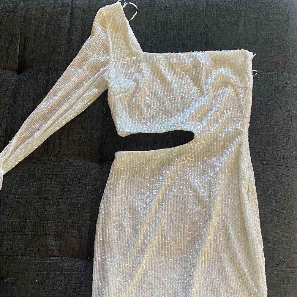 Windsor White Sequin One-Shoulder Dress